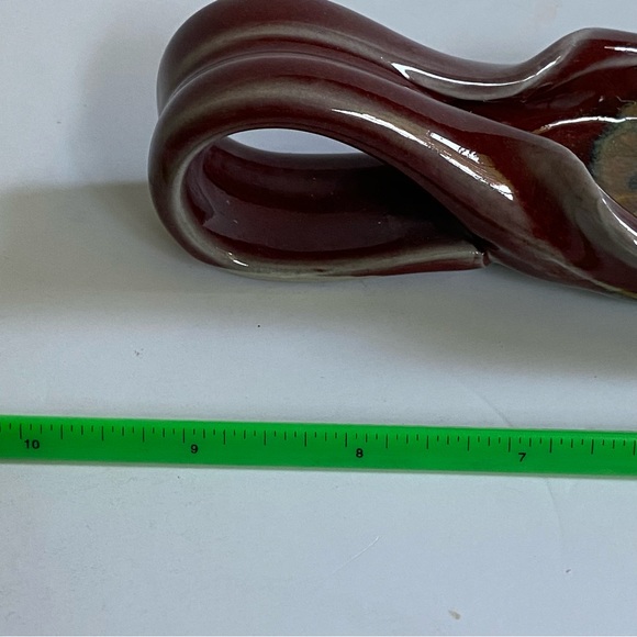 Pottery Spoon Rest Hand Made Glazed Beige red Signed 9” long Kitchen Cooking - Picture 8 of 16